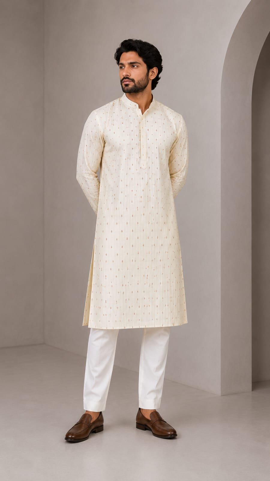 Ivory Embroidered Sherwani
