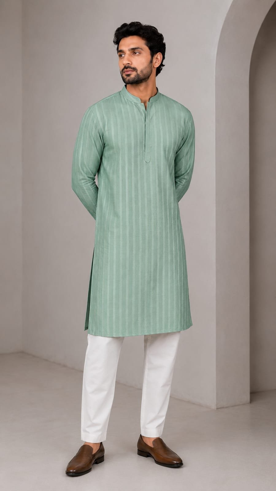 Navy Embroidered Kurta