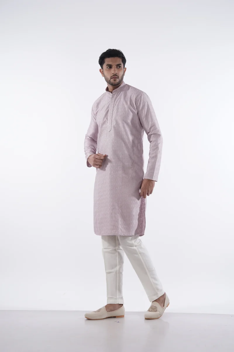 Grey Sequin Diamond Print Kurta