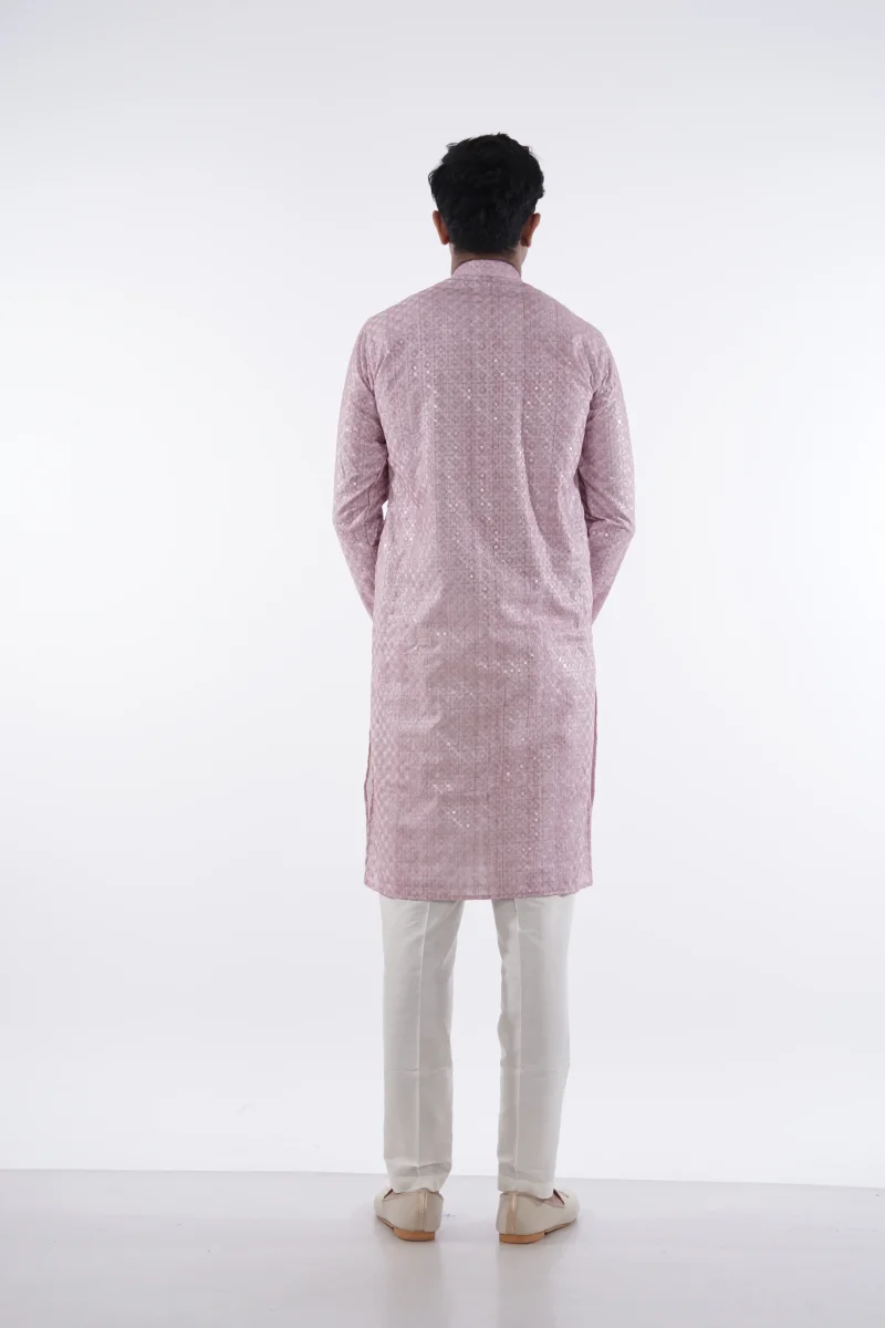 Grey Sequin Diamond Print Kurta